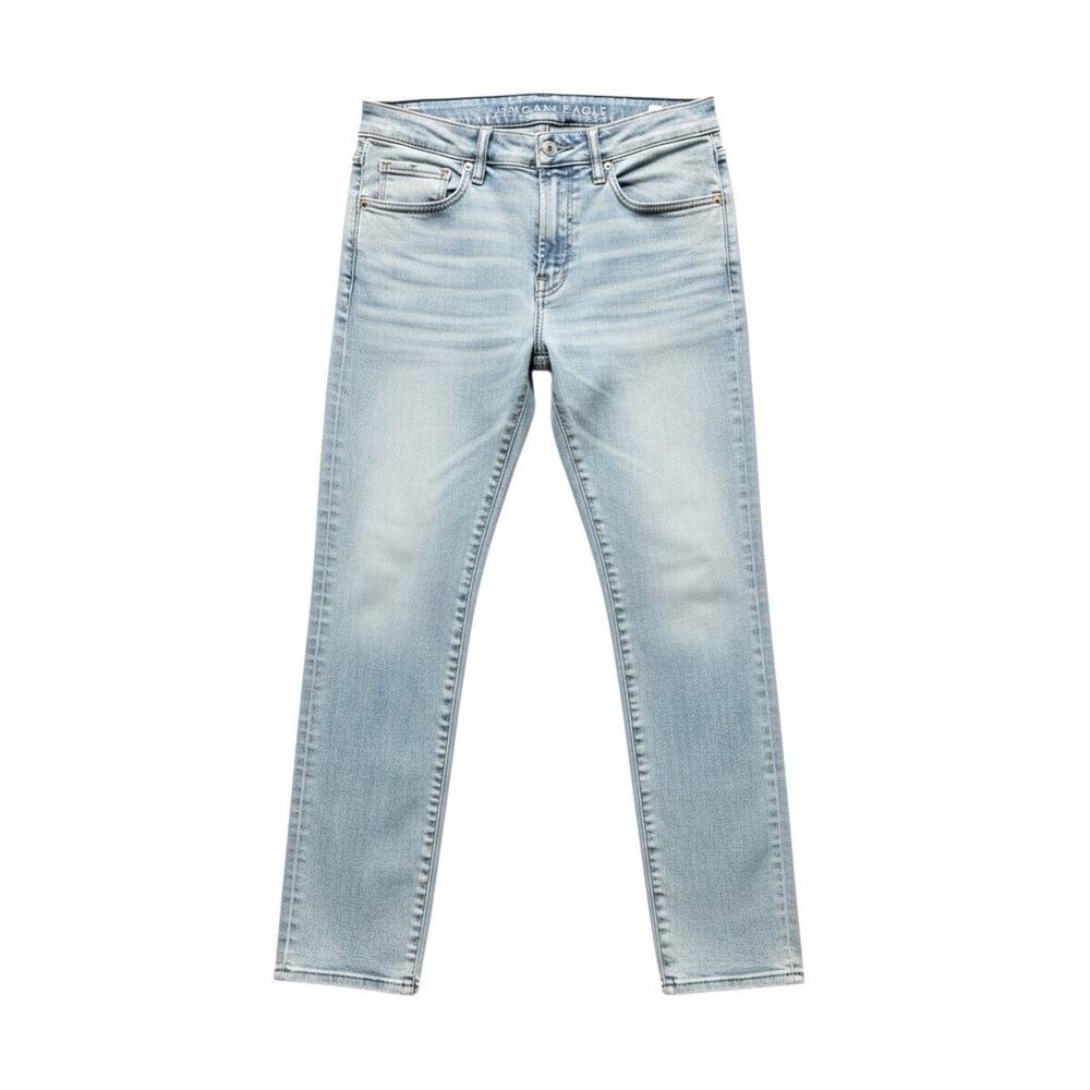 American Eagle Airflex+ Men's Slim Light Wash Stretch Denim Jeans Blue Mid Rise